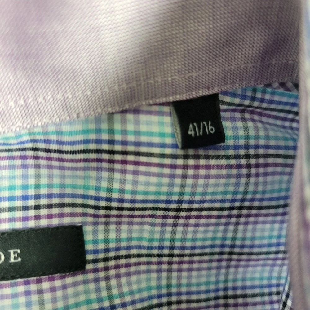 Hammer Made Mens 41/16 Multicolor Plaid Check Button Up Long‎ Sleeve Italy Made